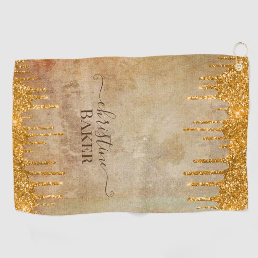 Goudglitterdruppels met nette aanraking golfhanddoek (Horizontaal)
