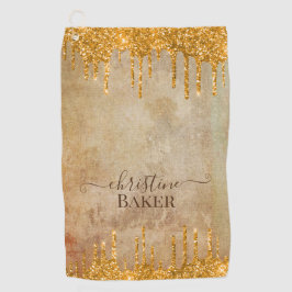 Goudglitterdruppels met nette aanraking golfhanddoek