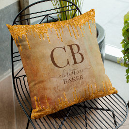 Goudglitterdruppels met nette aanraking kussen