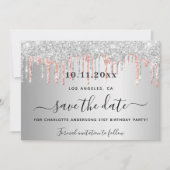 goudglitterdruppels voor goudgouden roos op jaarda save the date (Voorkant)