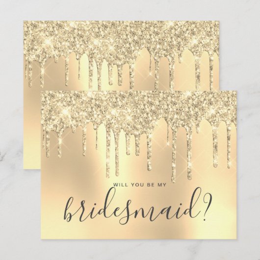 Goudglitterdruppels zijn mijn bruidsmeisje uitnodiging briefkaart (Voorkant / Achterkant)