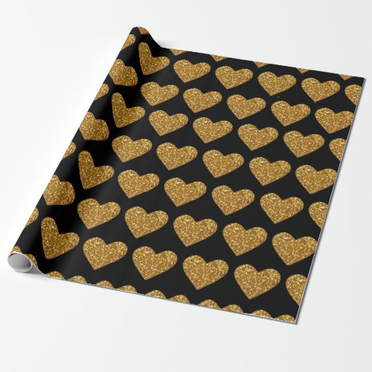 Goudglitterharten Verpakkingspapier Cadeaupapier (Uitgerold)