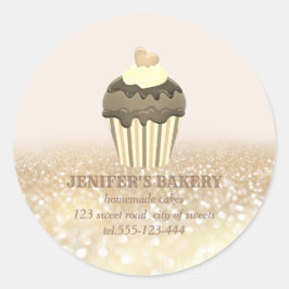  goudglitterij Homemade cupcakes en snoepjes Ronde Sticker
