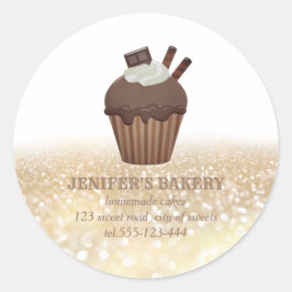  goudglitterij Homemade cupcakes en snoepjes Ronde Sticker