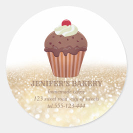  goudglitterij Homemade cupcakes en snoepjes Ronde Sticker
