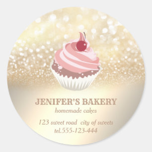  goudglitterij Homemade cupcakes en snoepjes Ronde Sticker