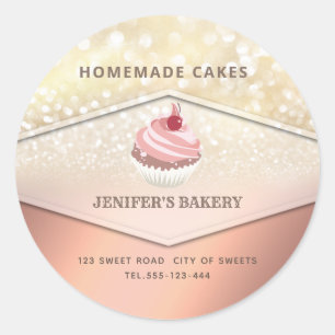goudglitterij Homemade cupcakes en snoepjes Ronde Sticker