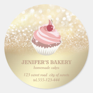  goudglitterij Homemade cupcakes en snoepjes Ronde Sticker