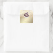  goudglitterij Homemade cupcakes en snoepjes Vierkante Sticker (Tas)