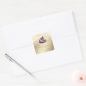  goudglitterij Homemade cupcakes en snoepjes Vierkante Sticker (Envelop)