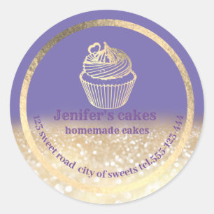 Goudglitterij Homemade-koeken en -behandelverpakki Ronde Sticker