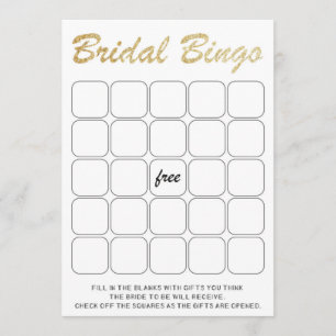Goudglittering vrijgezellenfeest bingo kaart