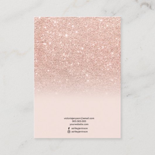 Goudglitterjuwelen met vloeiend roos visitekaartje (Achterkant)
