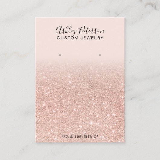 Goudglitterjuwelen met vloeiend roos visitekaartje (Voorkant)