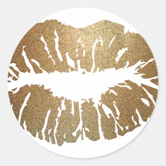 Goudglitterlippen, luxe stijl ronde sticker (Voorkant)