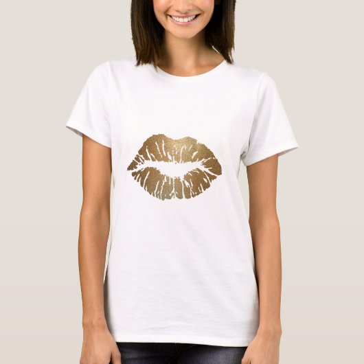 Goudglitterlippen, luxe stijl t-shirt (Voorkant)