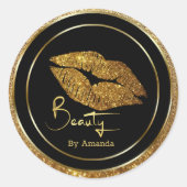 goudglitterlippen ronde sticker (Voorkant)