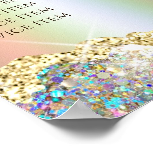 Goudglittersequentie van prijslijst poster (Hoek)