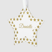 Goudglittersterren gepersonaliseerd ornament (voorkant)