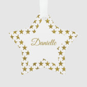 Goudglittersterren gepersonaliseerd ornament (voorkant)