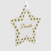 Goudglittersterren gepersonaliseerd ornament (voorkant)