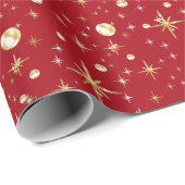 Goudglittersterren, rood en goudpakpapier cadeaupapier (Rol Hoek)