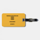 Goudgolden sinaasappel met zebra volleybal bagagelabel (Achterkant horizontaal)