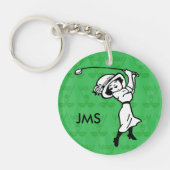 Goudgolfer voor gepersonaliseerde vrouw golf carto sleutelhanger (Voorkant)