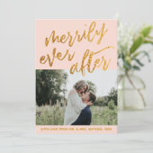 Goudgolven op Blush roze, ooit later, foto Feestdagenkaart (Staand voorkant)