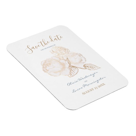 Goudgoud Roos Stusty Blue Ivory Save the Date Magneet (Rechterzijde)