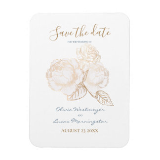 Goudgoud Roos Stusty Blue Ivory Save the Date Magneet