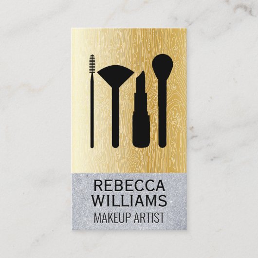 Goudgradiënt van natuurlijke lijnen | Glitter Make Visitekaartje (Voorkant)