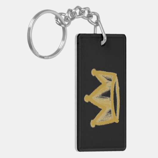 Goudgraffiti-kroon met naam sleutelhanger (Voorkant Links)