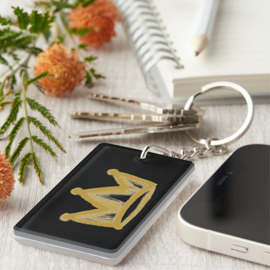 Goudgraffiti-kroon met naam sleutelhanger (Voorkant Rechts)