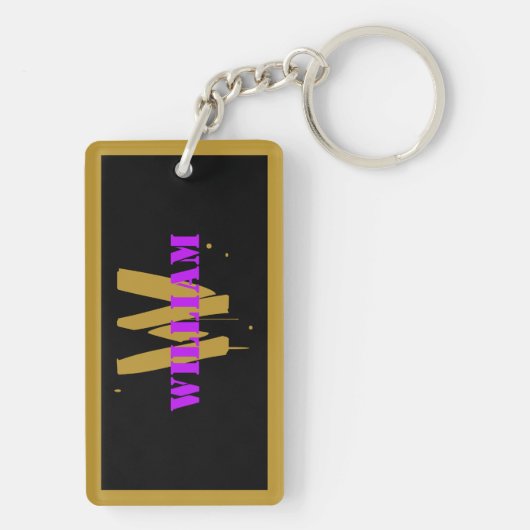 Goudgraffiti-kroon met naam sleutelhanger (achterkant)