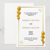 Goudgrenzen Bridal White Weduwen Uitnodiging (Voorkant / Achterkant)