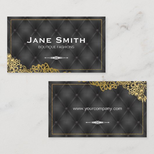 Goudgrenzen | Zwarte opvulling Visitekaartje (Voorkant / Achterkant)