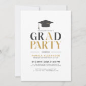 Goudgrijs Afstudeerder Party Retro Typografie op w Kaart (Voorkant)