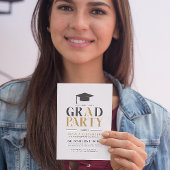 Goudgrijs Afstudeerder Party Retro Typografie op w Kaart