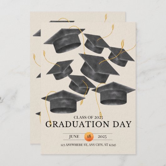 Goudgrijs Afstuderen Elegant minimalistisch poster Kaart (Voorkant / Achterkant)