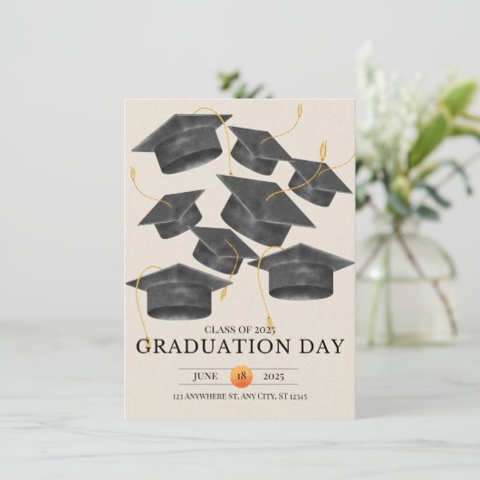 Goudgrijs Afstuderen Elegant minimalistisch poster Kaart (Staand voorkant)