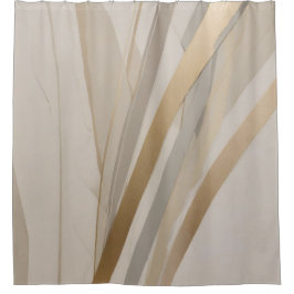 Goudgrijs beige abstracte streep douchegordijn
