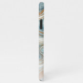 Goudgrijs Blauwgroen Blauw Marmeren Kunstpatroon iPhone Hoesje (Rechterkant)