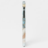 Goudgrijs Blauwgroen Blauw Marmeren Kunstpatroon iPhone Hoesje (Linkerkant)