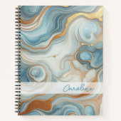 Goudgrijs Blauwgroen Blauw Marmeren Kunstpatroon Notitieboek (Voorkant)