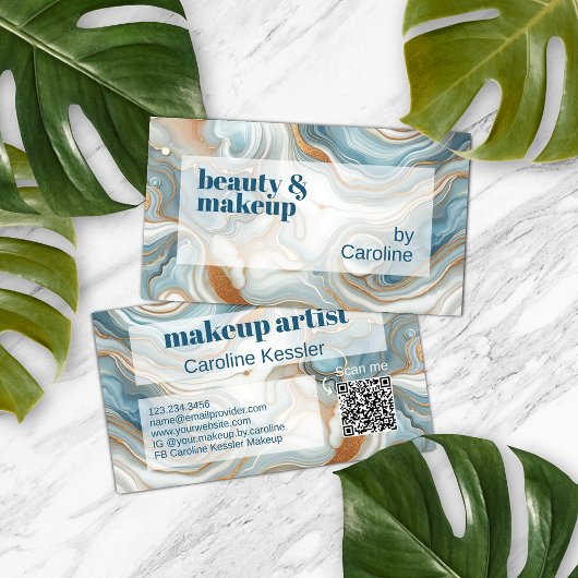 Goudgrijs Blauwgroen Blauw Wit Marmeren Kunstpatro Visitekaartje