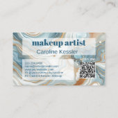 Goudgrijs Blauwgroen Blauw Wit Marmeren Kunstpatro Visitekaartje (Achterkant)