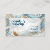 Goudgrijs Blauwgroen Blauw Wit Marmeren Kunstpatro Visitekaartje (Voorkant)