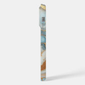 Goudgrijs Blauwgroen Lichtblauw Marmeren Kunstpatr iPhone Hoesje (Linkerkant)