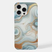 Goudgrijs Blauwgroen Lichtblauw Marmeren Kunstpatr iPhone Hoesje (Achterkant)